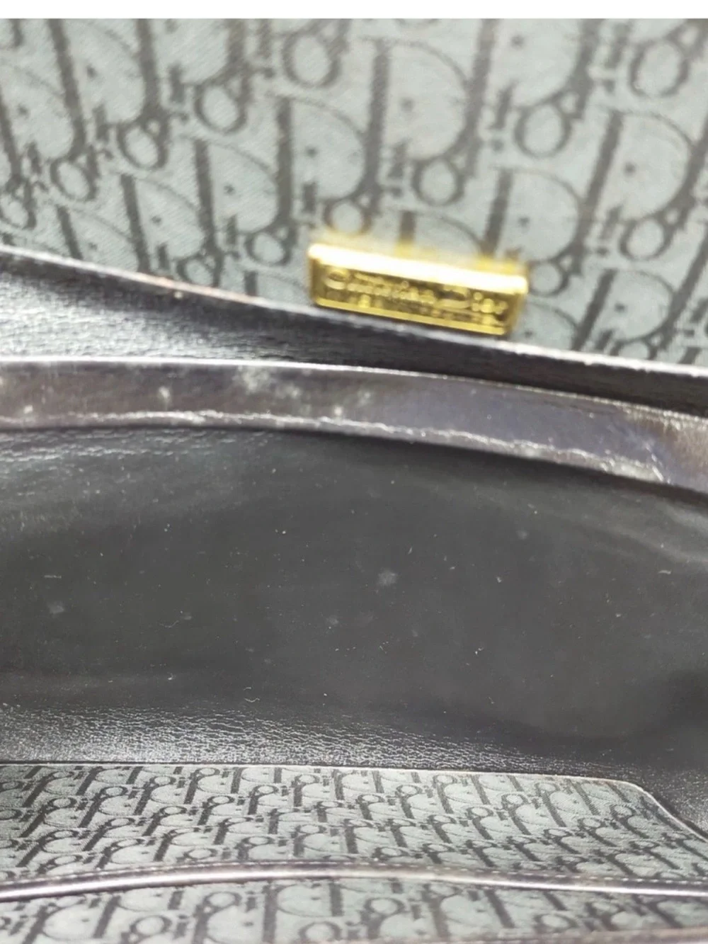 Dior Black Monogram Tote with Gold Plaque